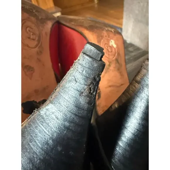 Vintage Christian Dior Tuxedo Ruby Red & Black Pumps Sz. 7.5 - Picture 5 of 11